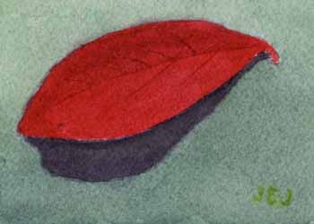 "Scarlet Leaf" by  Jean Johnson,  Madison WI - Watercolor, SOLD